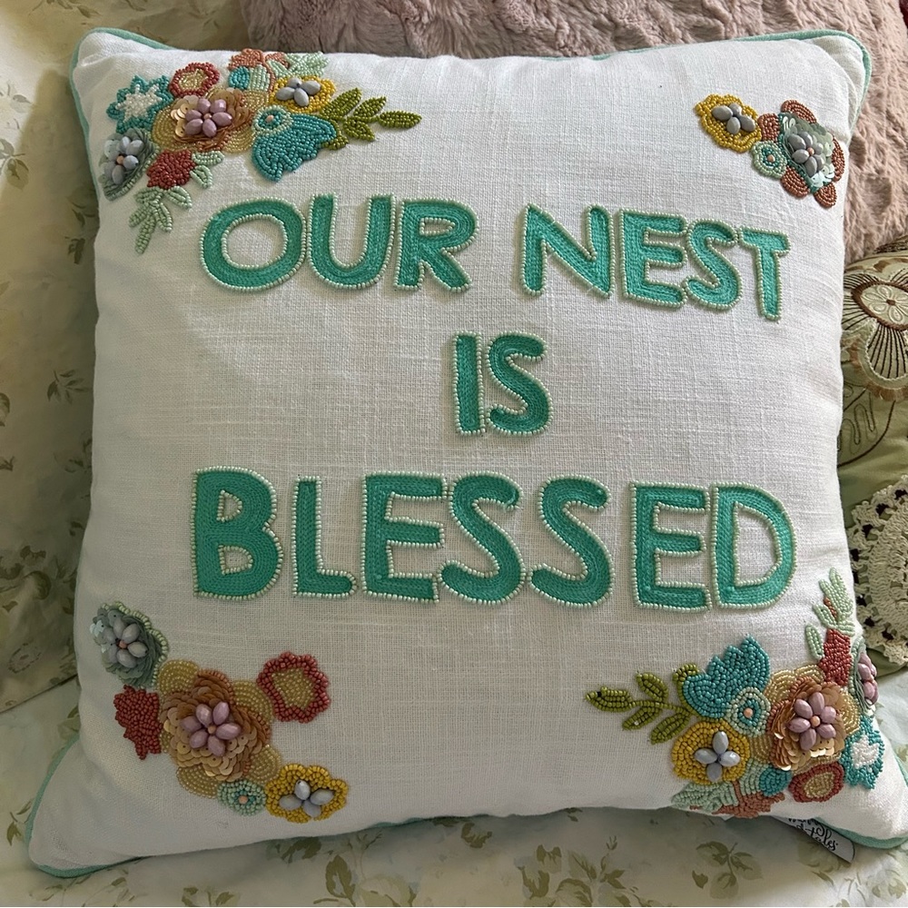 Our Nest Is Blessed Pillow